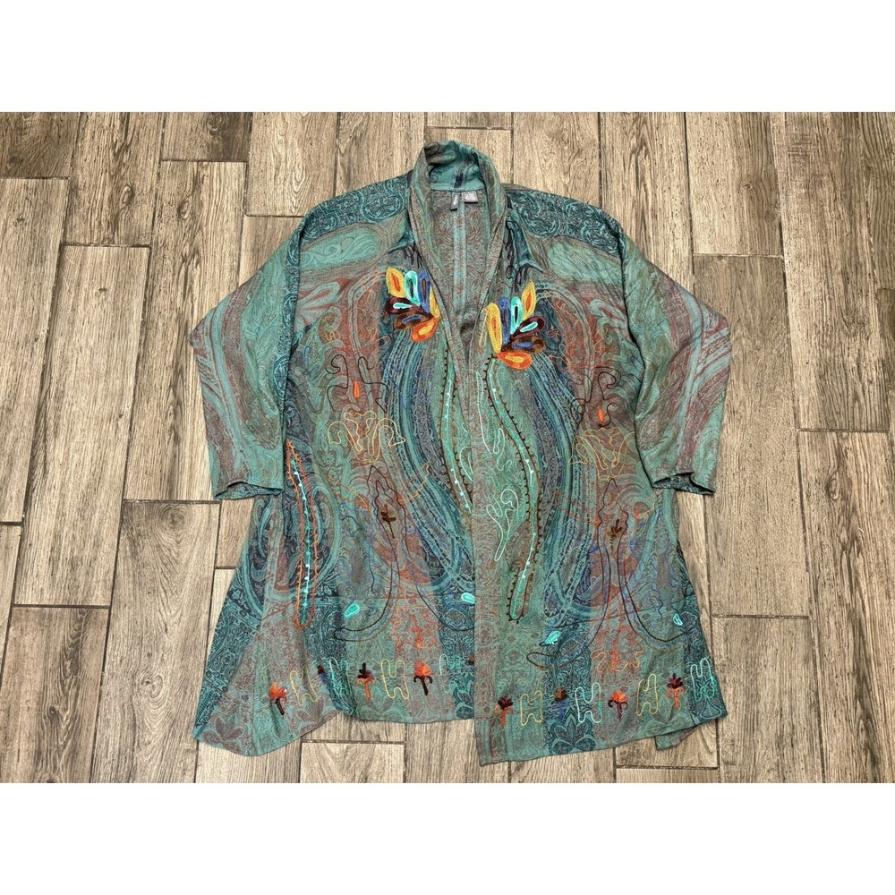 ANU Open Front Wool Cardigan Women's Size Large Peacock✨